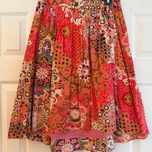 J. Crew Vibrant Floral Midi Skirt - Pink and Red